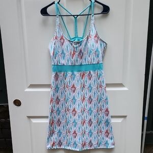 Soybu Medium Turquoise Activewear Athleisure Dress with Padded Shelf Bra